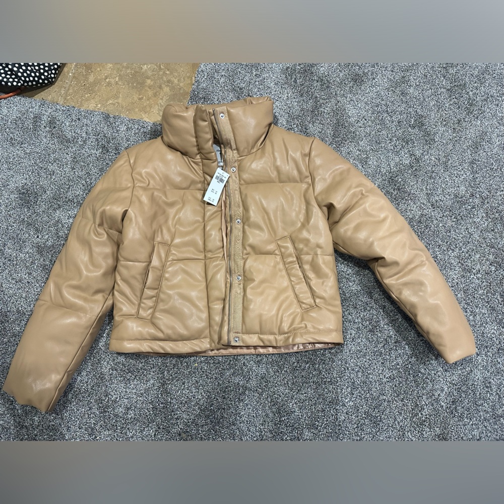 Abercrombie faux leather puffer